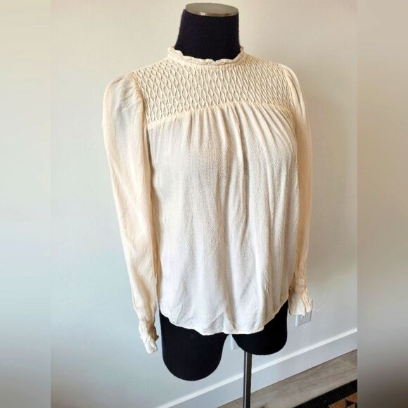 a new day Tops - Ivory Peasant Blouse Feminine Romantic Cottagecore Pastoral Tradwife Modest XS